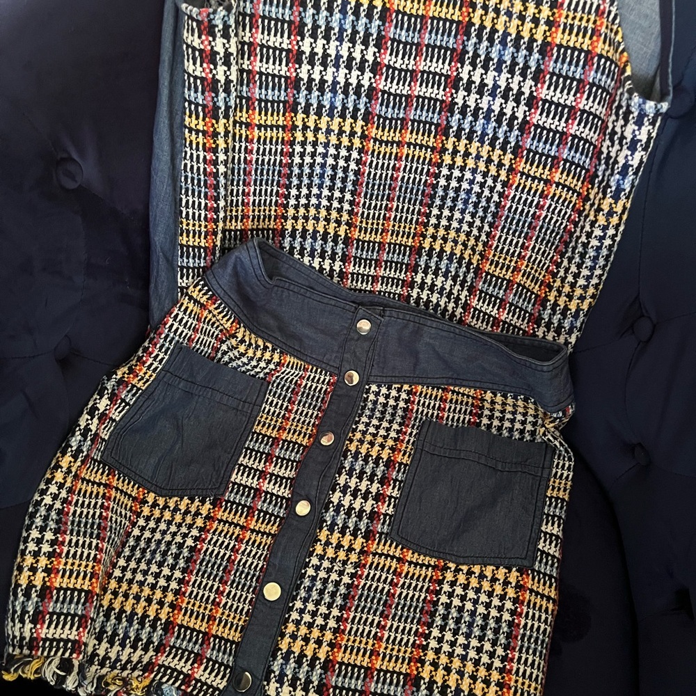Zara tweed/denim skirt set
